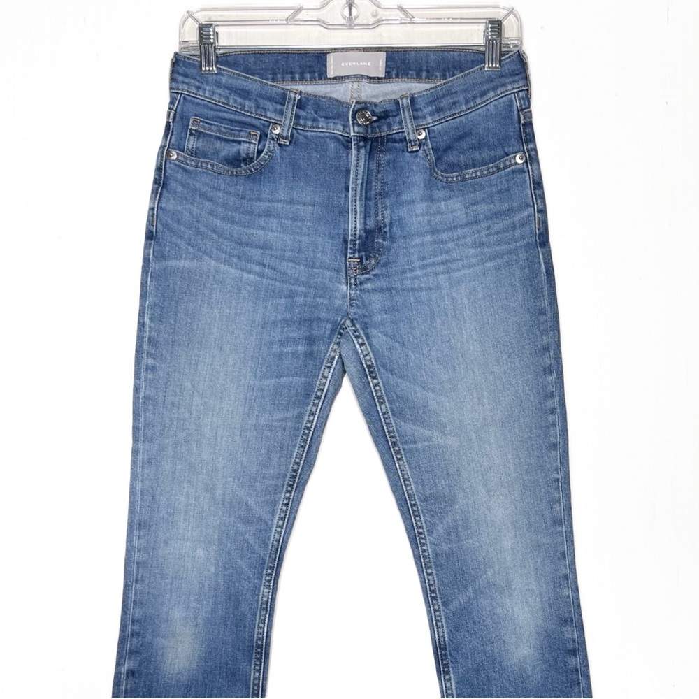 Everlane Distressed Medium Wash Mid Rise Ankle Skinny Jeans - Picture 7 of 11